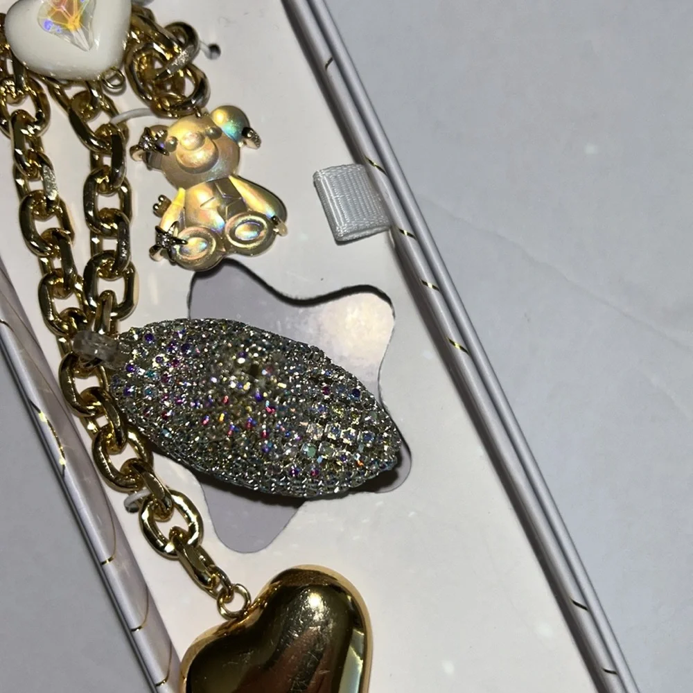 Bling Silver and Gold puffy Star and Heart Handbag charm/Keychain